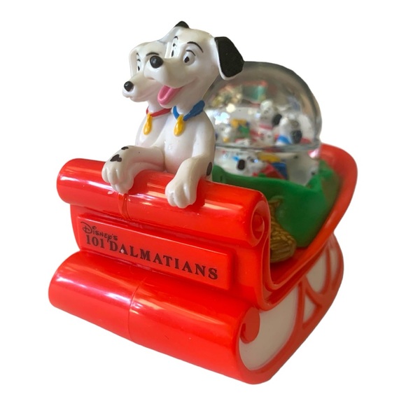 VTG 1996 Disney 101 Dalmatians Sleigh & Snowman Water Globe Toys xmas Ornaments - Picture 7 of 16